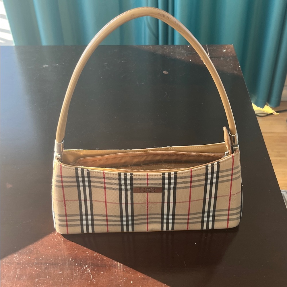 Burberry Beige and Red Plaid Handbag